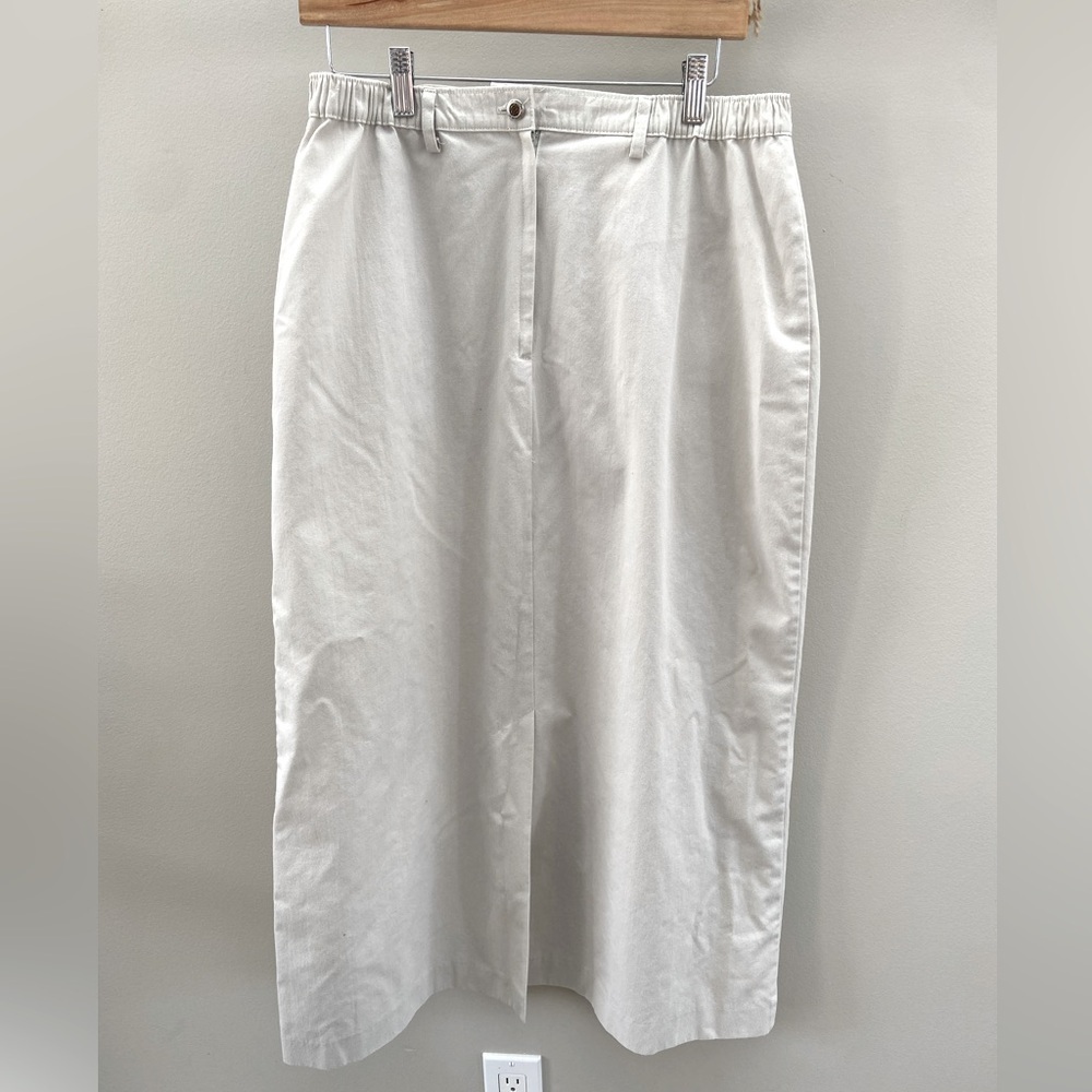 Vintage Authentic Travel Wear Beige Split Front Maxi L/XL Skirt